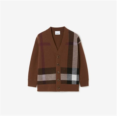 button down burberry cardigan|check wool cardigan birch brown.